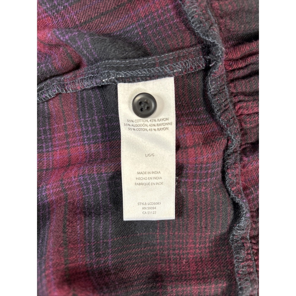 Beach Lunch Lounge Darcie Babydoll Plaid Flannel Dress Red Black Large LCD5083 - Picture 5 of 16